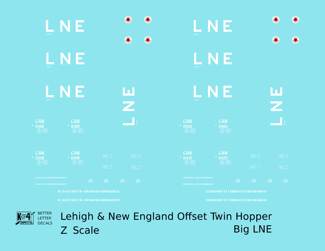 Lehigh and New England Offset Twin Hopper White Big LNE