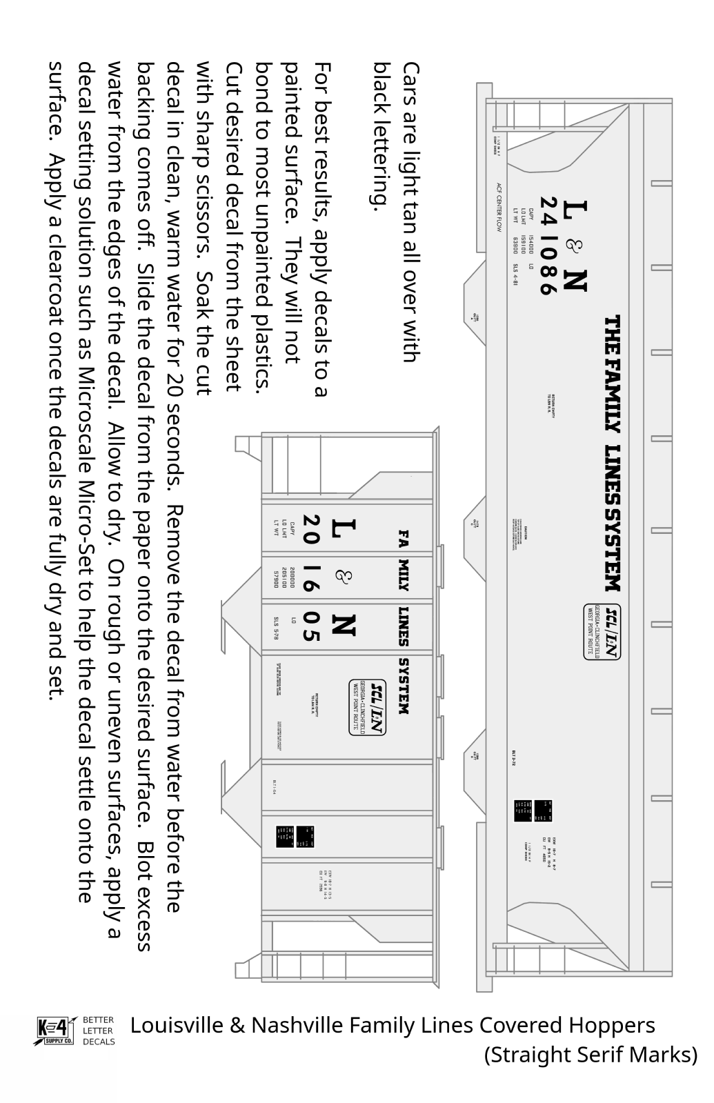 L&N Family Lines ACF Covered Hopper Black  - Decal