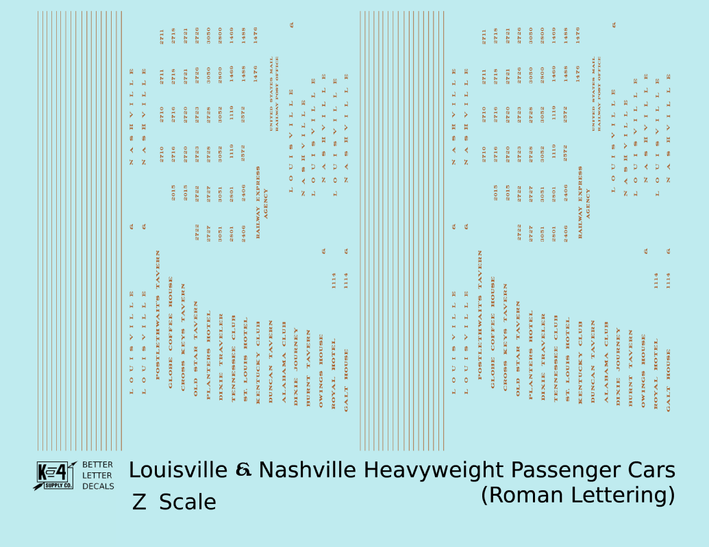 Louisville and Nashville Heavyweight Passenger Car Bronze Gold