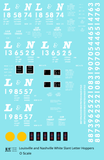 Louisville and Nashville Hopper Car White Slant Serif Letter - Decal Sheet