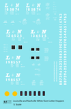 Louisville and Nashville Hopper Car White Slant Serif Letter - Decal - Choose Scale