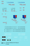 Louisiana Midland LOAM 50 Ft PS1 Boxcar Red Blue The Natchez Route - Decal - Choose Scale