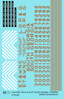 Live Oak, Perry & Gulf, South Georgia ET&WNC Diesel Locomotive Gold Southern Scheme - Decal Sheet