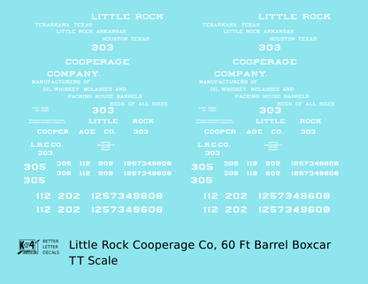 Little Rock Cooperage Co 60 Ft Wood Cooperage/Barrel Boxcar White