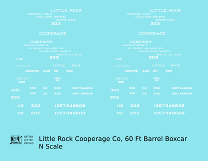 Little Rock Cooperage Co 60 Ft Wood Cooperage/Barrel Boxcar White