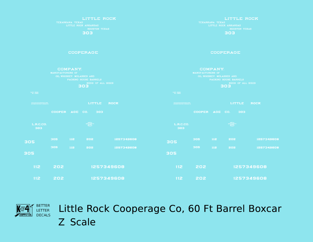 Little Rock Cooperage Co 60 Ft Wood Cooperage/Barrel Boxcar White
