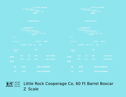 Little Rock Cooperage Co 60 Ft Wood Cooperage/Barrel Boxcar White
