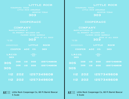 Little Rock Cooperage Co 60 Ft Wood Cooperage/Barrel Boxcar White