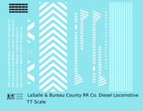 LaSalle and Bureau County Diesel Switcher Locomotive White  - Decal - Choose Scale