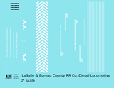 LaSalle and Bureau County Diesel Switcher Locomotive White  - Decal - Choose Scale