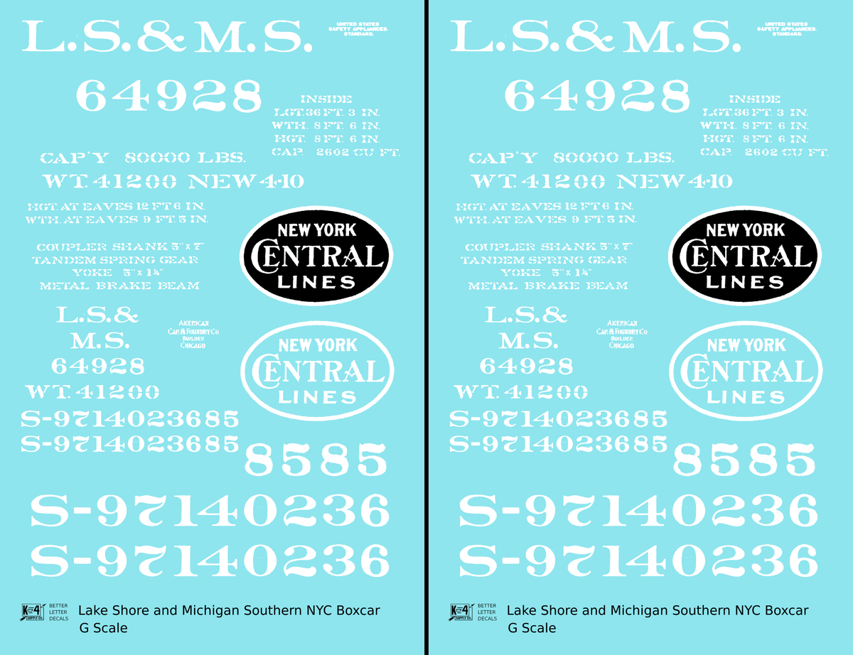 Lake Shore & Michigan Southern LS&MS Boxcar New York Central