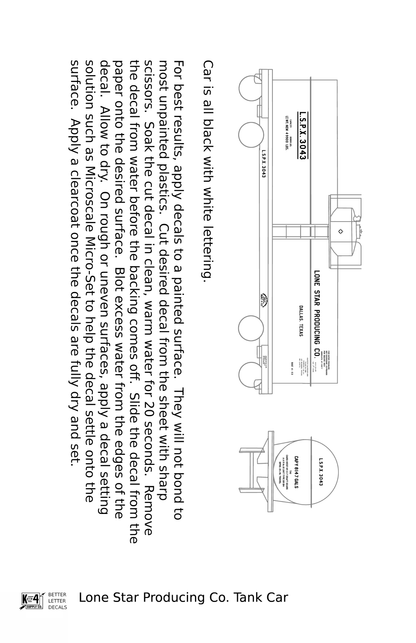 Lone Star Producing Co Tank Car White Dallas Texas