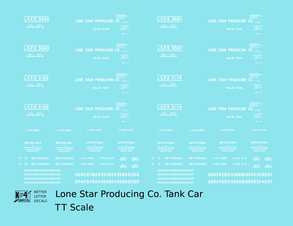 Lone Star Producing Co Tank Car White Dallas Texas