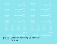 Lone Star Producing Co Tank Car White Dallas Texas - Decal - Choose Scale
