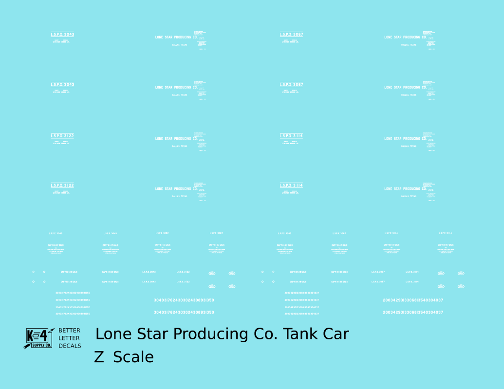 Lone Star Producing Co Tank Car White Dallas Texas