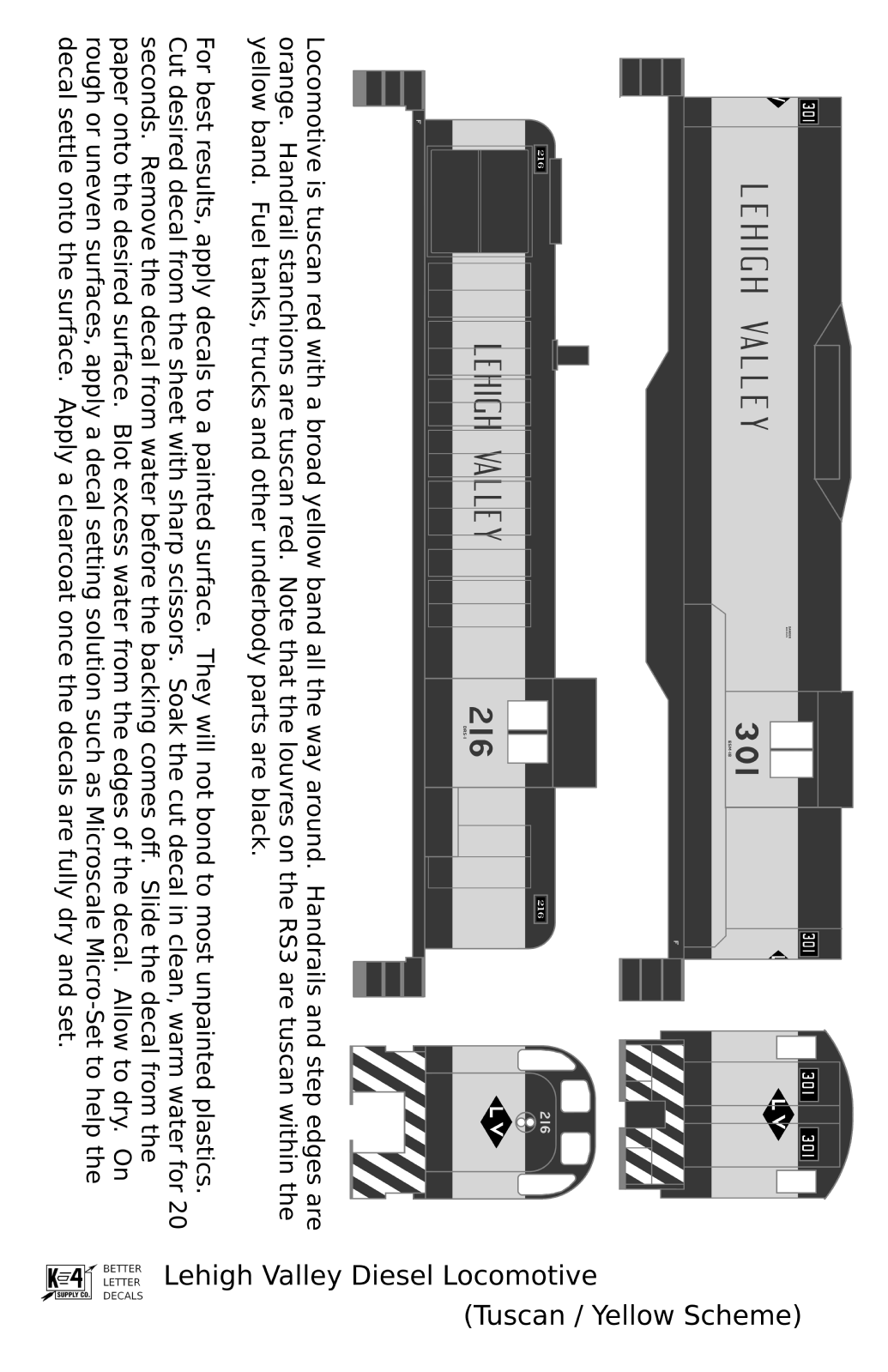 Lehigh Valley RS3 / GP9 Diesel Locomotive  Yellow Tuscan Scheme