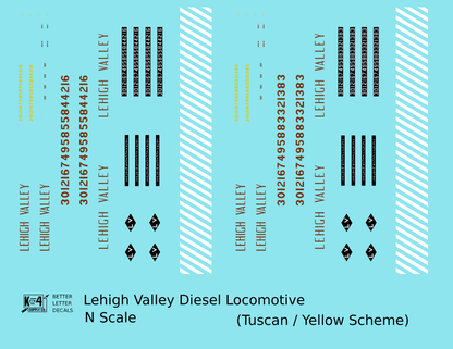 Lehigh Valley RS3 / GP9 Diesel Locomotive  Yellow Tuscan Scheme