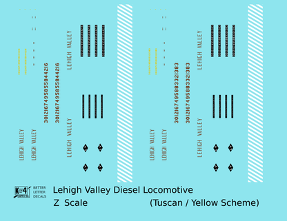 Lehigh Valley RS3 / GP9 Diesel Locomotive  Yellow Tuscan Scheme