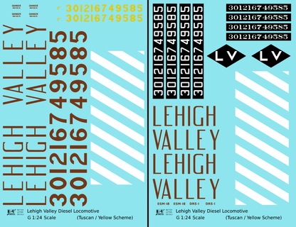 Lehigh Valley RS3 / GP9 Diesel Locomotive  Yellow Tuscan Scheme