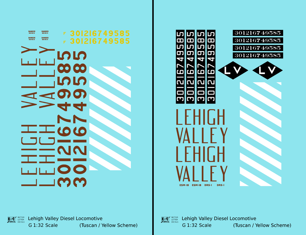 Lehigh Valley RS3 / GP9 Diesel Locomotive  Yellow Tuscan Scheme
