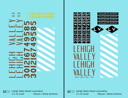 Lehigh Valley RS3 / GP9 Diesel Locomotive  Yellow Tuscan Scheme