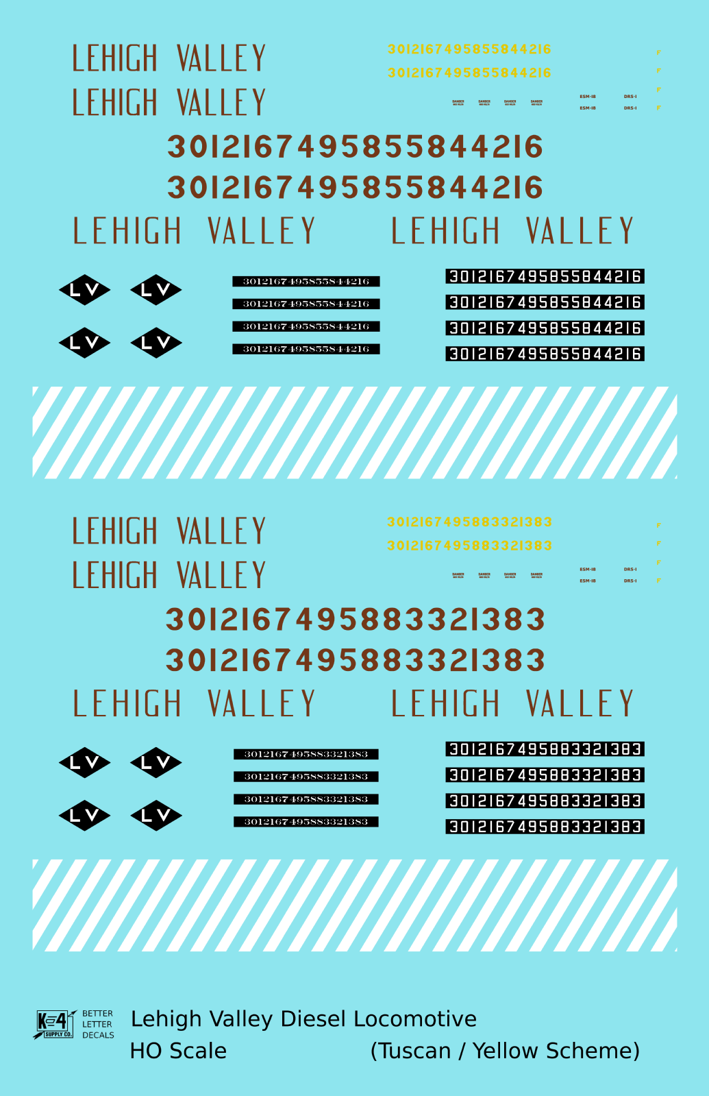 Lehigh Valley RS3 / GP9 Diesel Locomotive  Yellow Tuscan Scheme