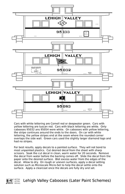 Lehigh Valley Caboose Black, White and Yellow Late Schemes