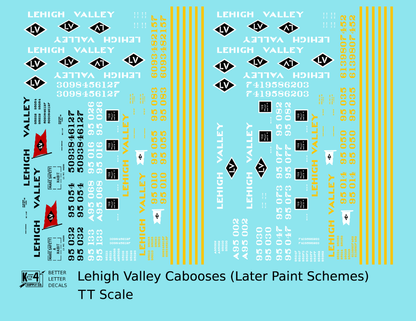 Lehigh Valley Caboose Black, White and Yellow Late Schemes