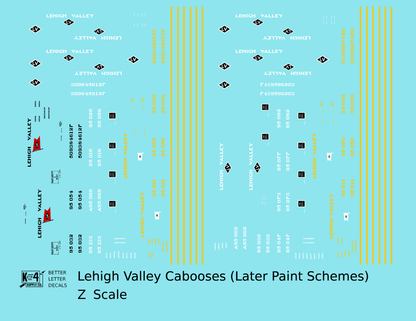 Lehigh Valley Caboose Black, White and Yellow Late Schemes