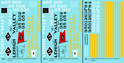 Lehigh Valley Caboose Black, White and Yellow Late Schemes