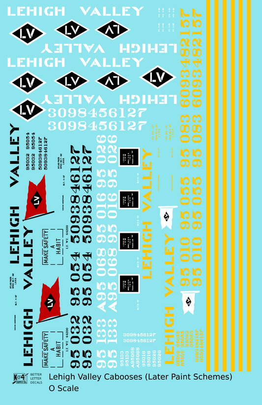 Lehigh Valley Caboose Black, White and Yellow Late Schemes