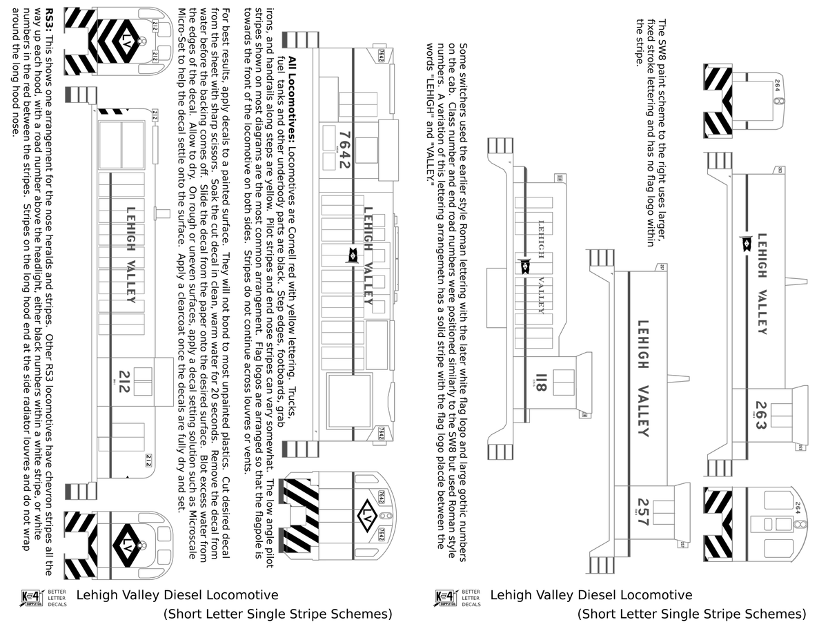 Lehigh Valley Diesel Locomotive Yellow Small Block Letter Scheme