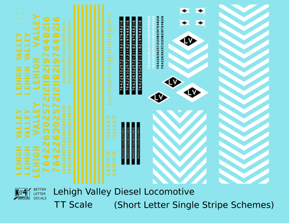 Lehigh Valley Diesel Locomotive Yellow Small Block Letter Scheme