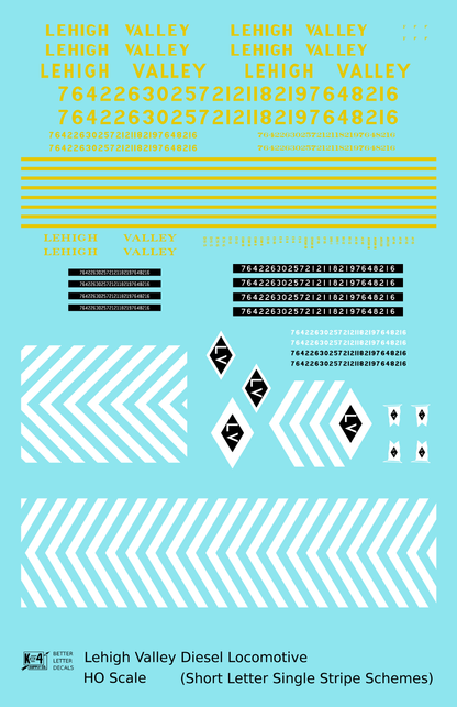 Lehigh Valley Diesel Locomotive Yellow Small Block Letter Scheme