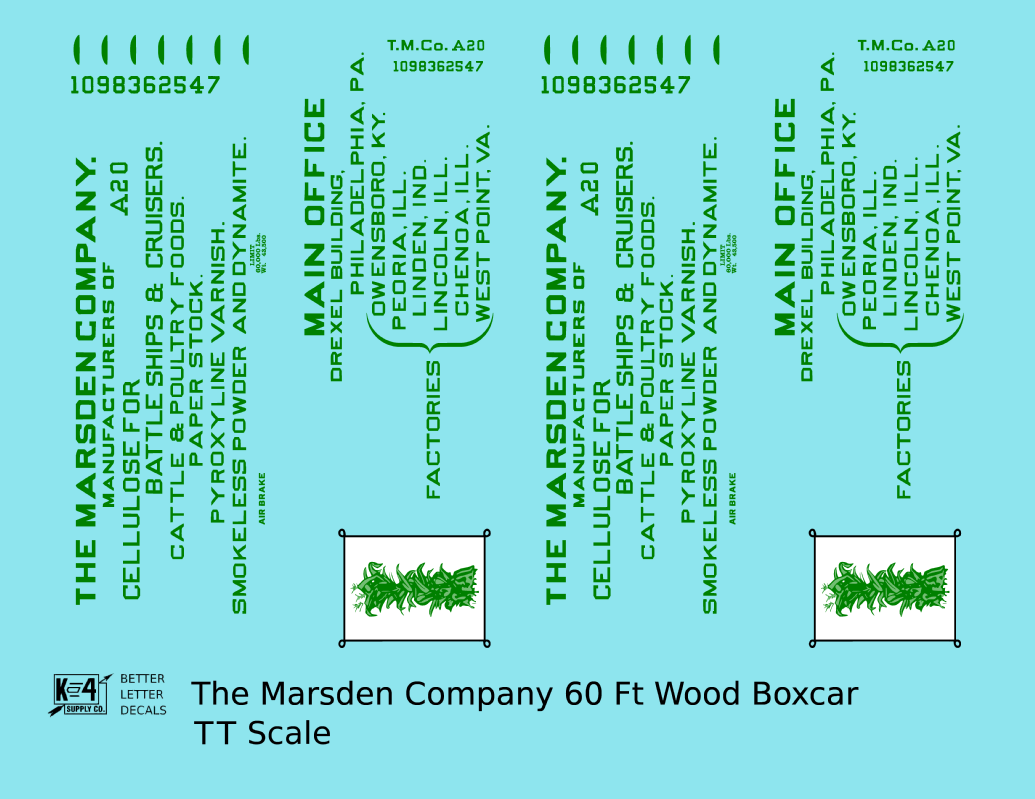 The Marsden Company 60 Ft Billboard Boxcar Dark Green
