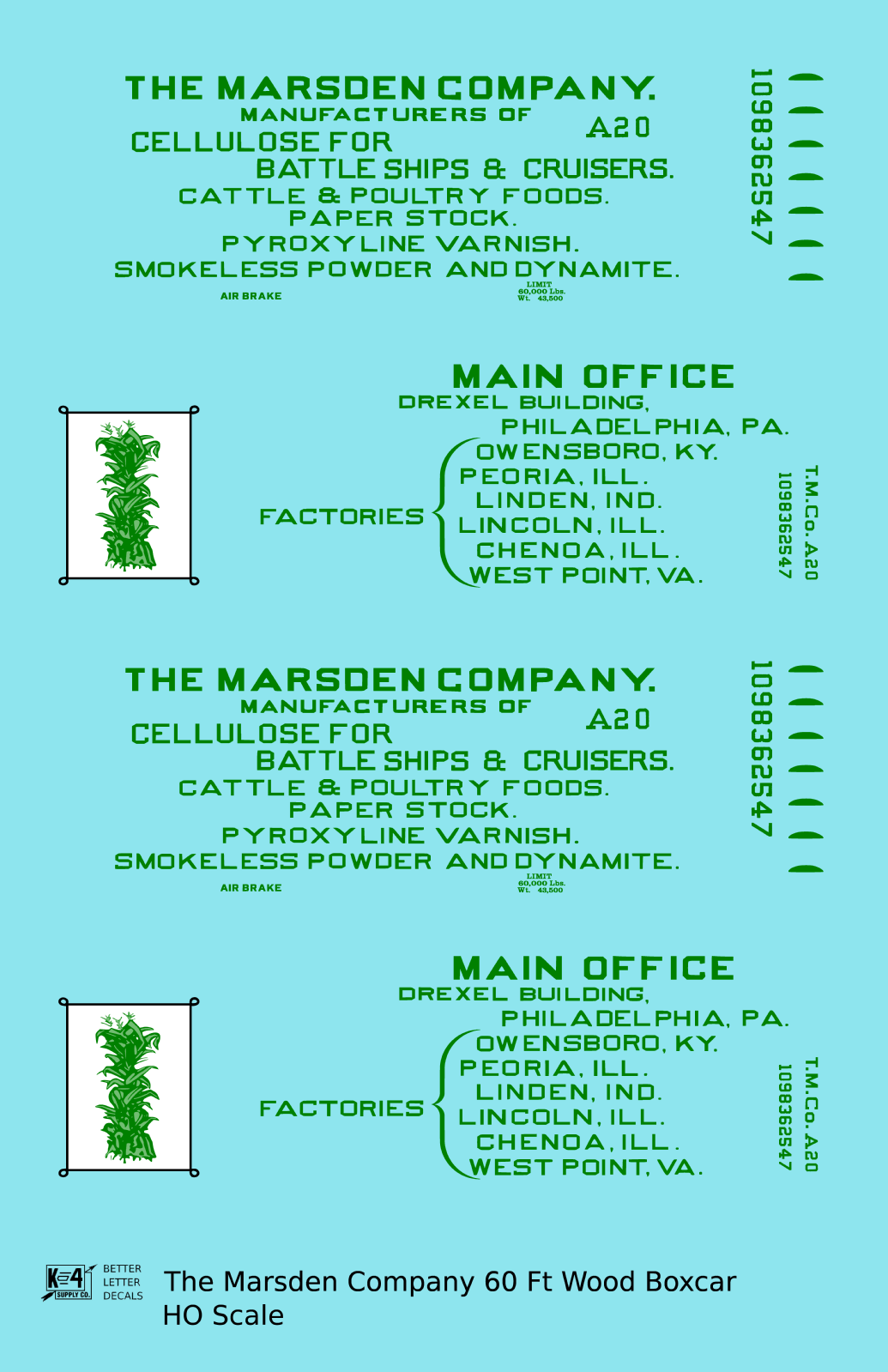 The Marsden Company 60 Ft Billboard Boxcar Dark Green