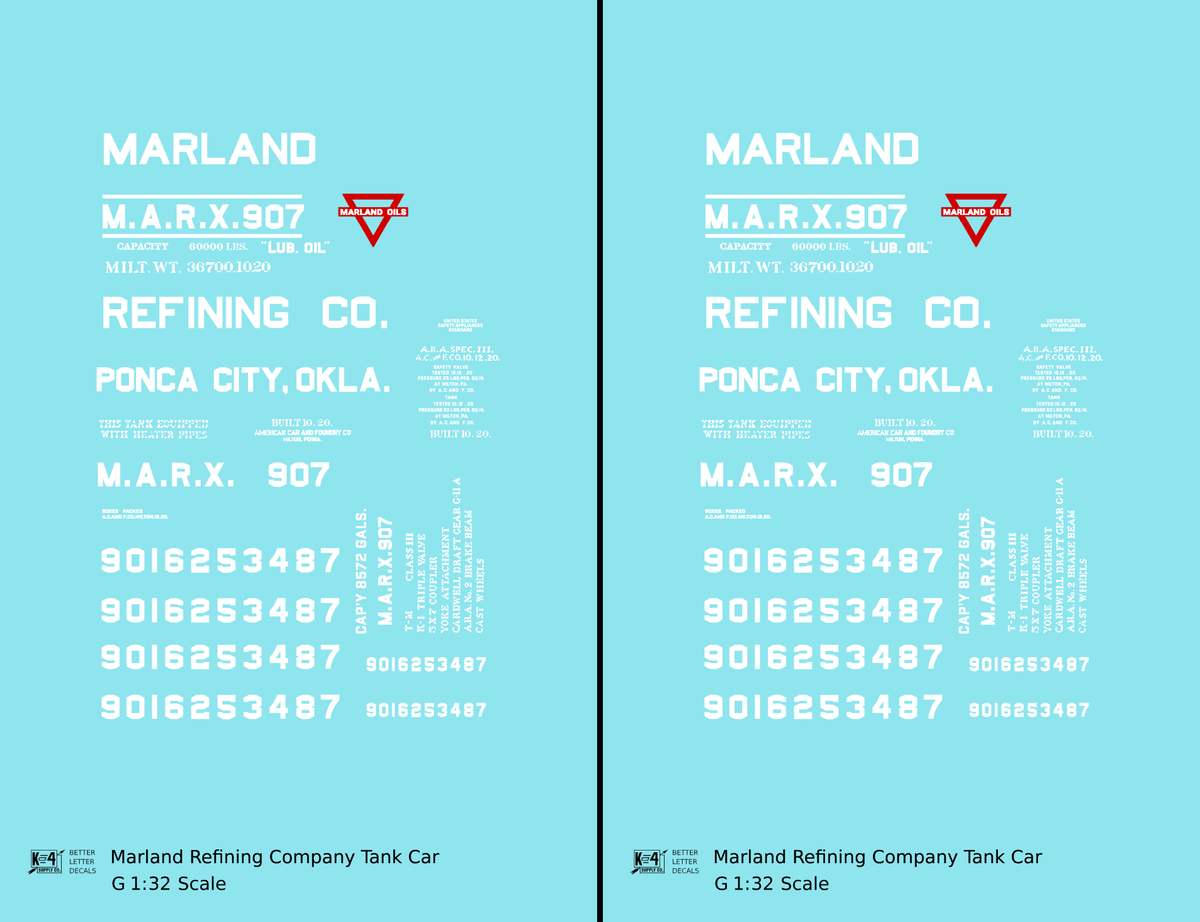 Marland Refining Co. Tank Car White Ponca City, Oklahoma