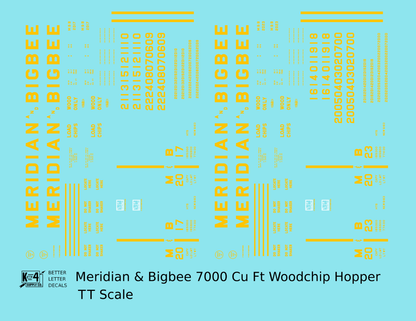Meridian and Bigbee 7000 Cuft Woodchip Hopper Yellow