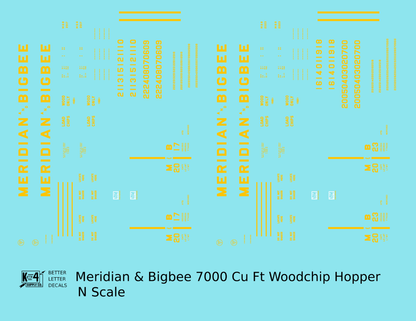 Meridian and Bigbee 7000 Cuft Woodchip Hopper Yellow