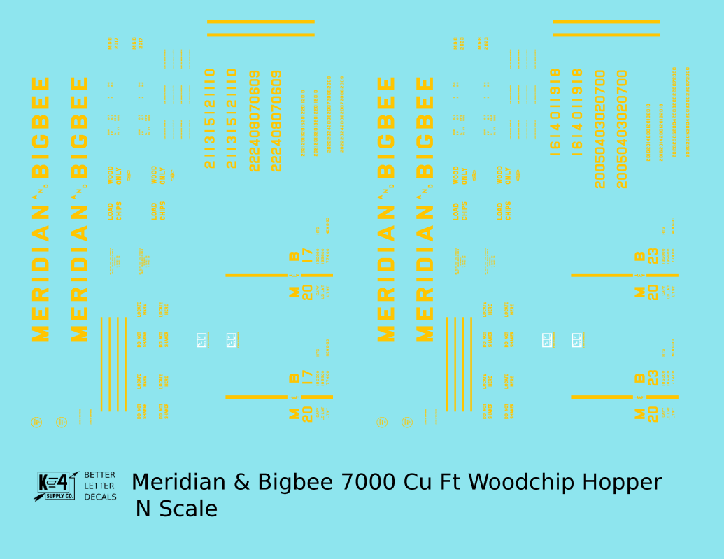 Meridian and Bigbee 7000 Cuft Woodchip Hopper Yellow