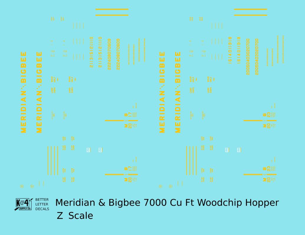 Meridian and Bigbee 7000 Cuft Woodchip Hopper Yellow