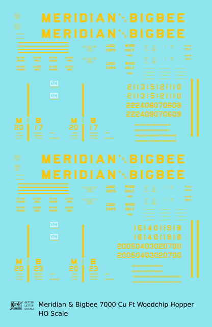 Meridian and Bigbee 7000 Cuft Woodchip Hopper Yellow