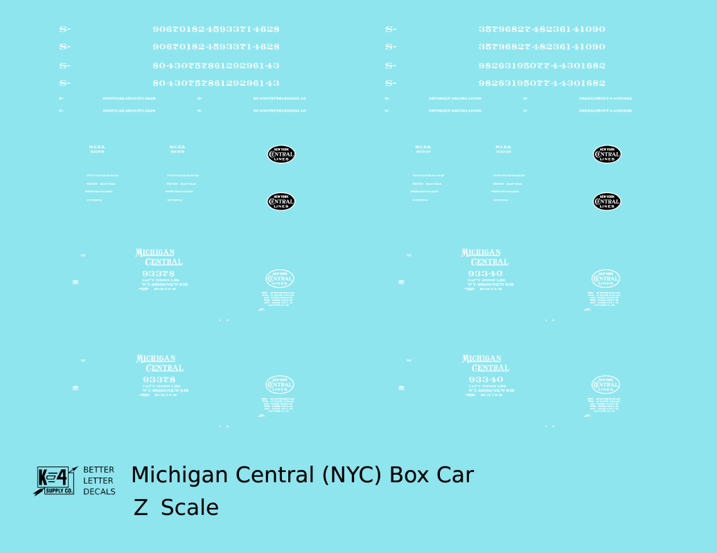 Michigan Central 40 Ft Boxcar White New York Central
