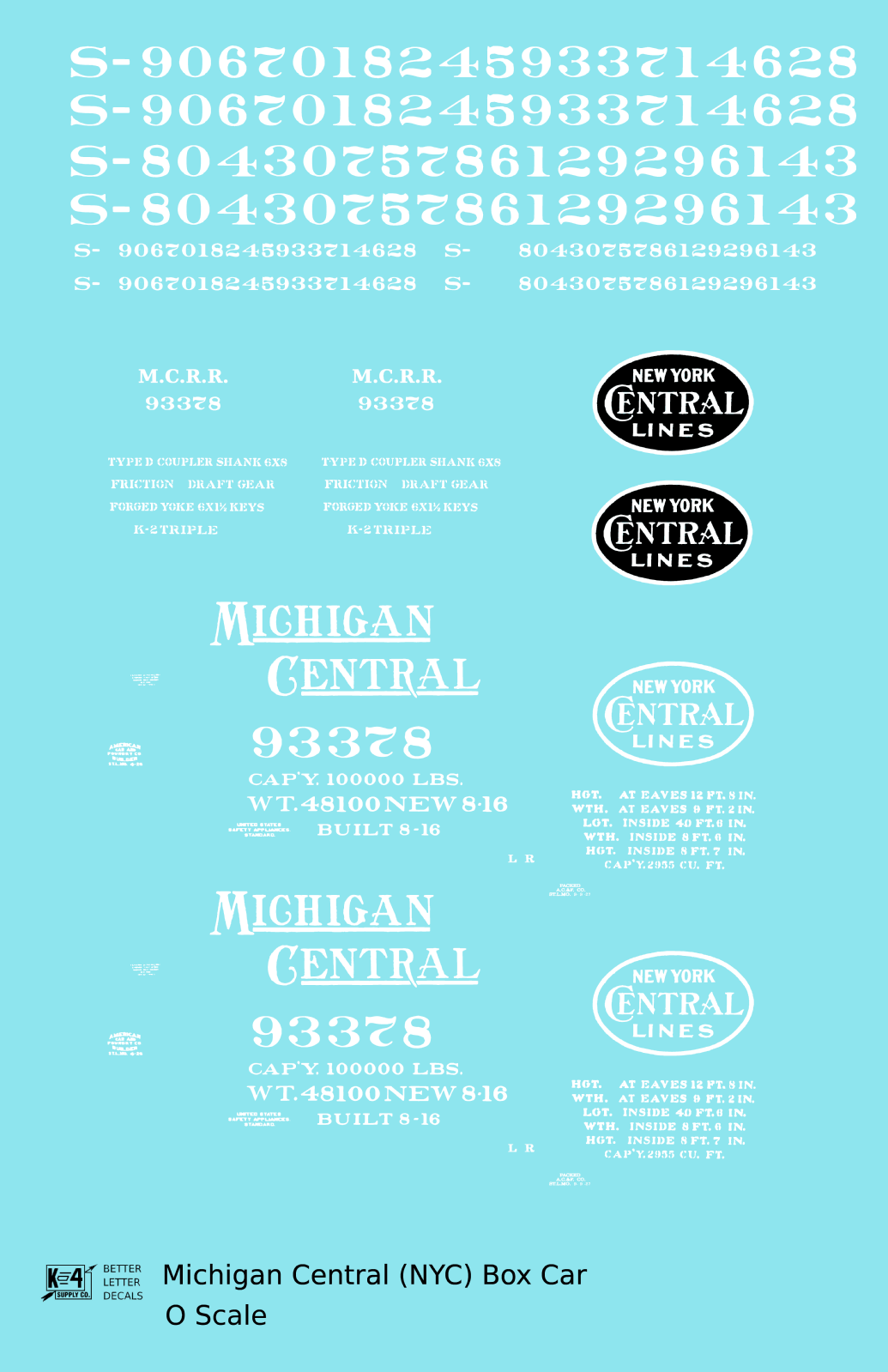Michigan Central 40 Ft Boxcar White New York Central