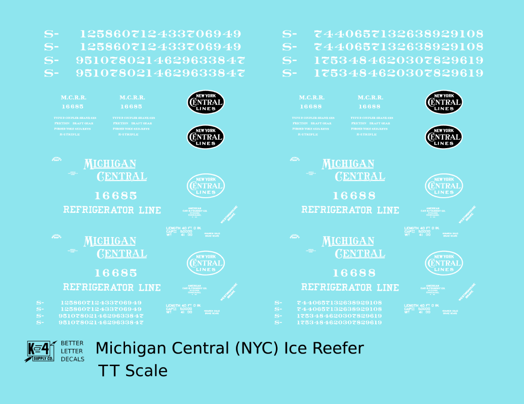 Michigan Central Wood Ice Reefer White New York Central