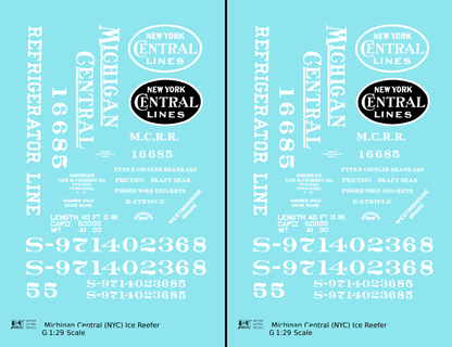 Michigan Central Wood Ice Reefer White New York Central