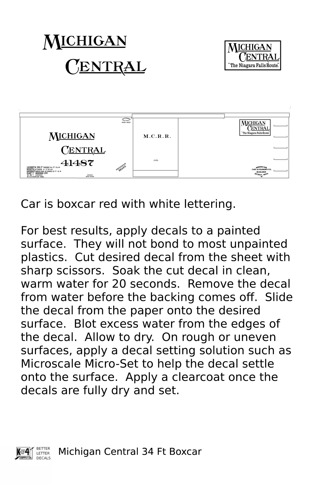 Michigan Central 34 Ft Boxcar White