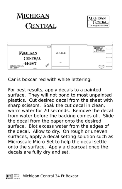 Michigan Central 34 Ft Boxcar White