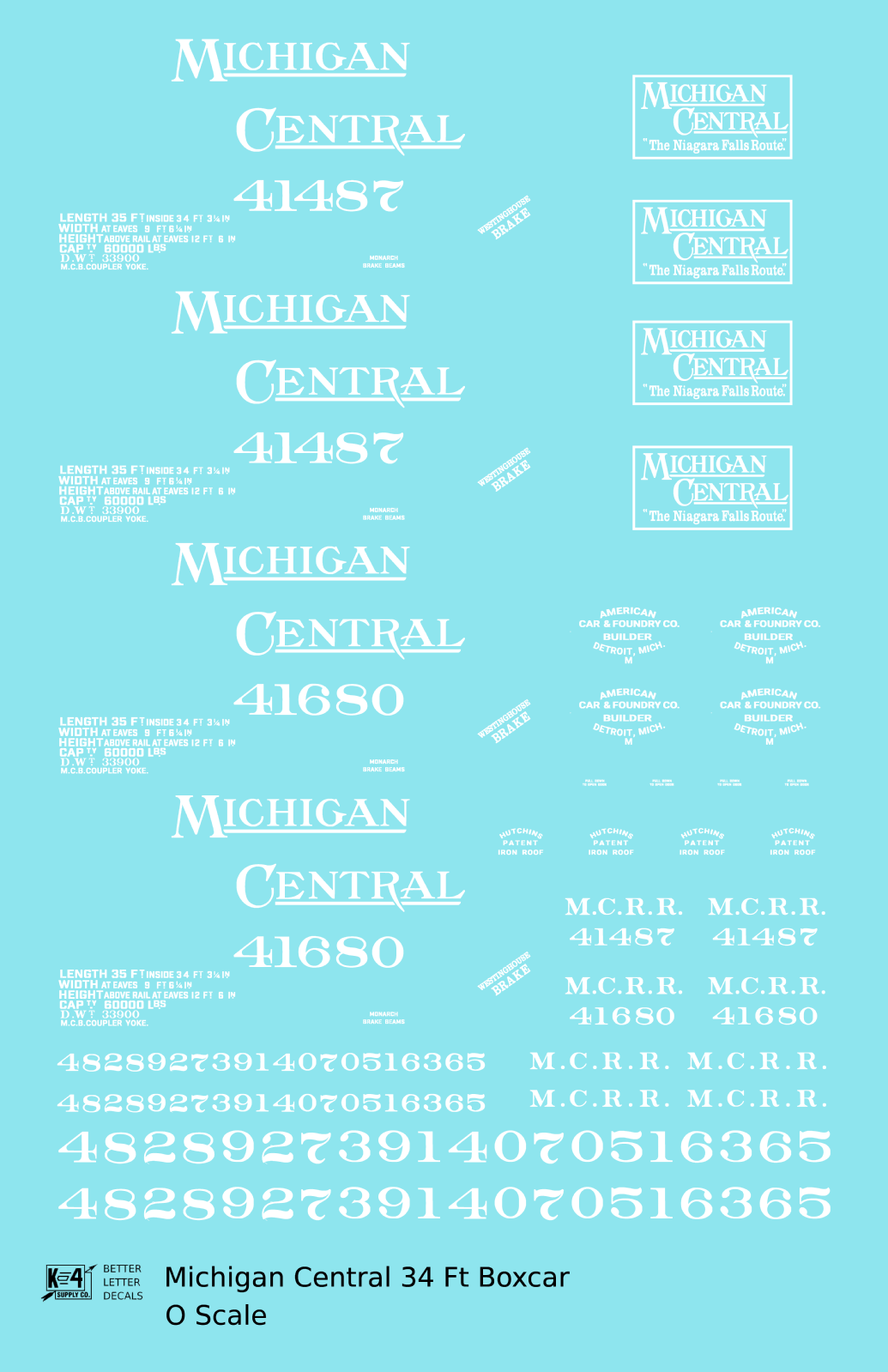 Michigan Central 34 Ft Boxcar White