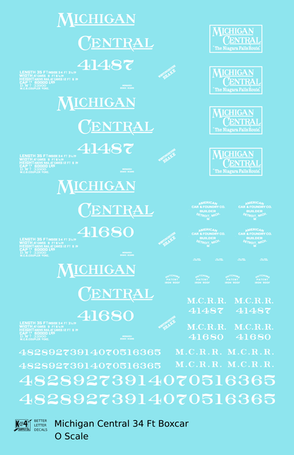 Michigan Central 34 Ft Boxcar White